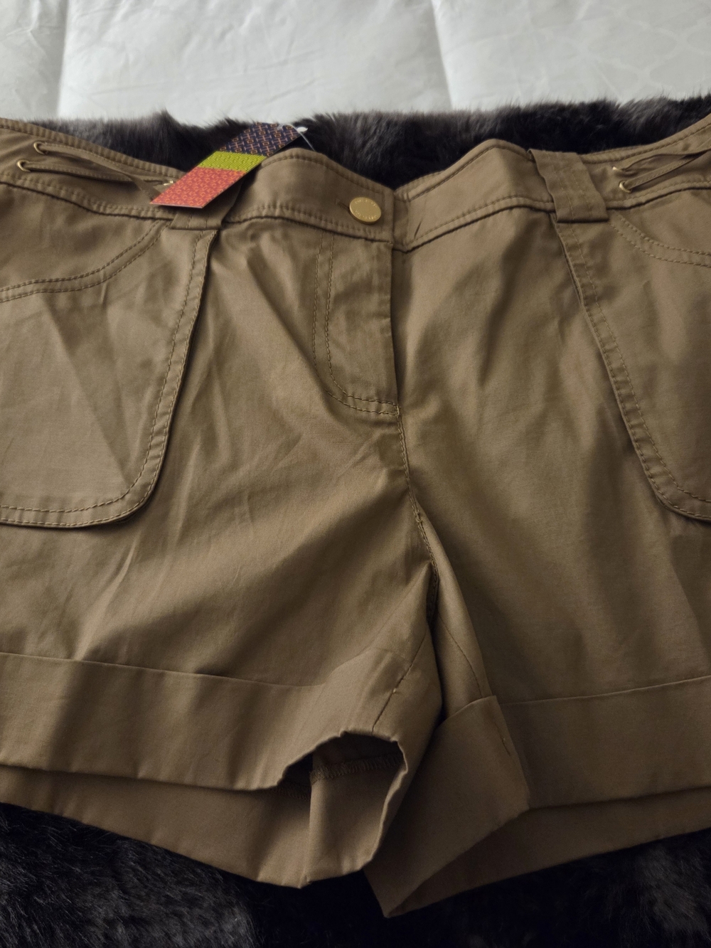 Tory Burch Olive-Tan Utility Shorts